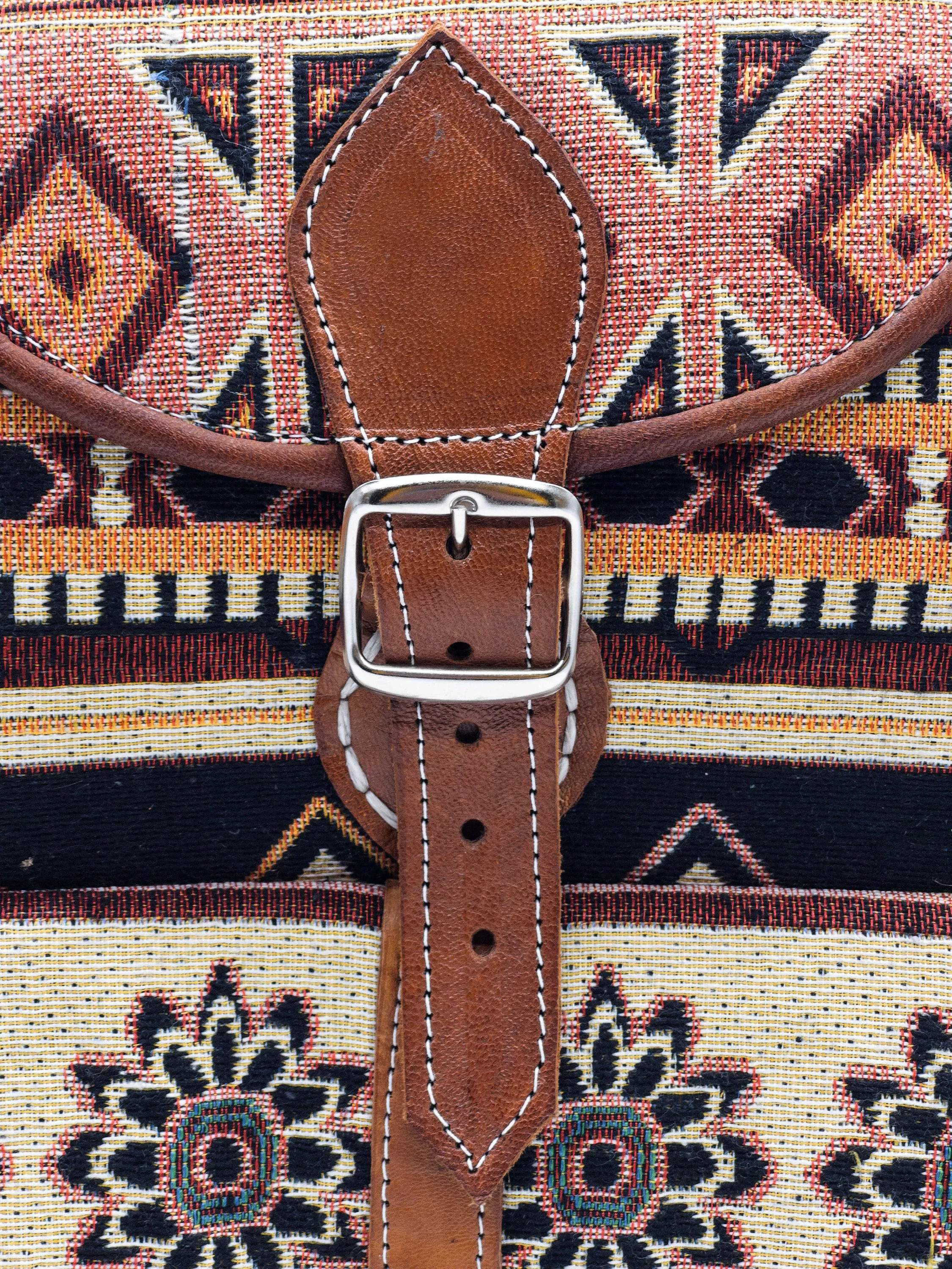Moroccan Kilim Leather Backpack - Bohemian Shoulder Bag