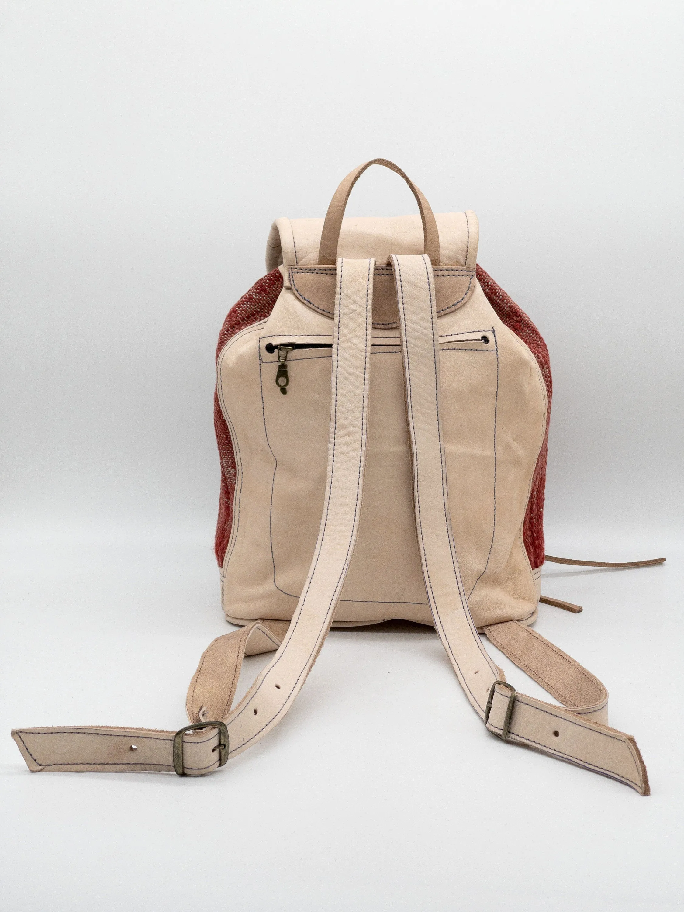 Moroccan Kilim Leather Backpack - Handmade Bohemian Rucksack