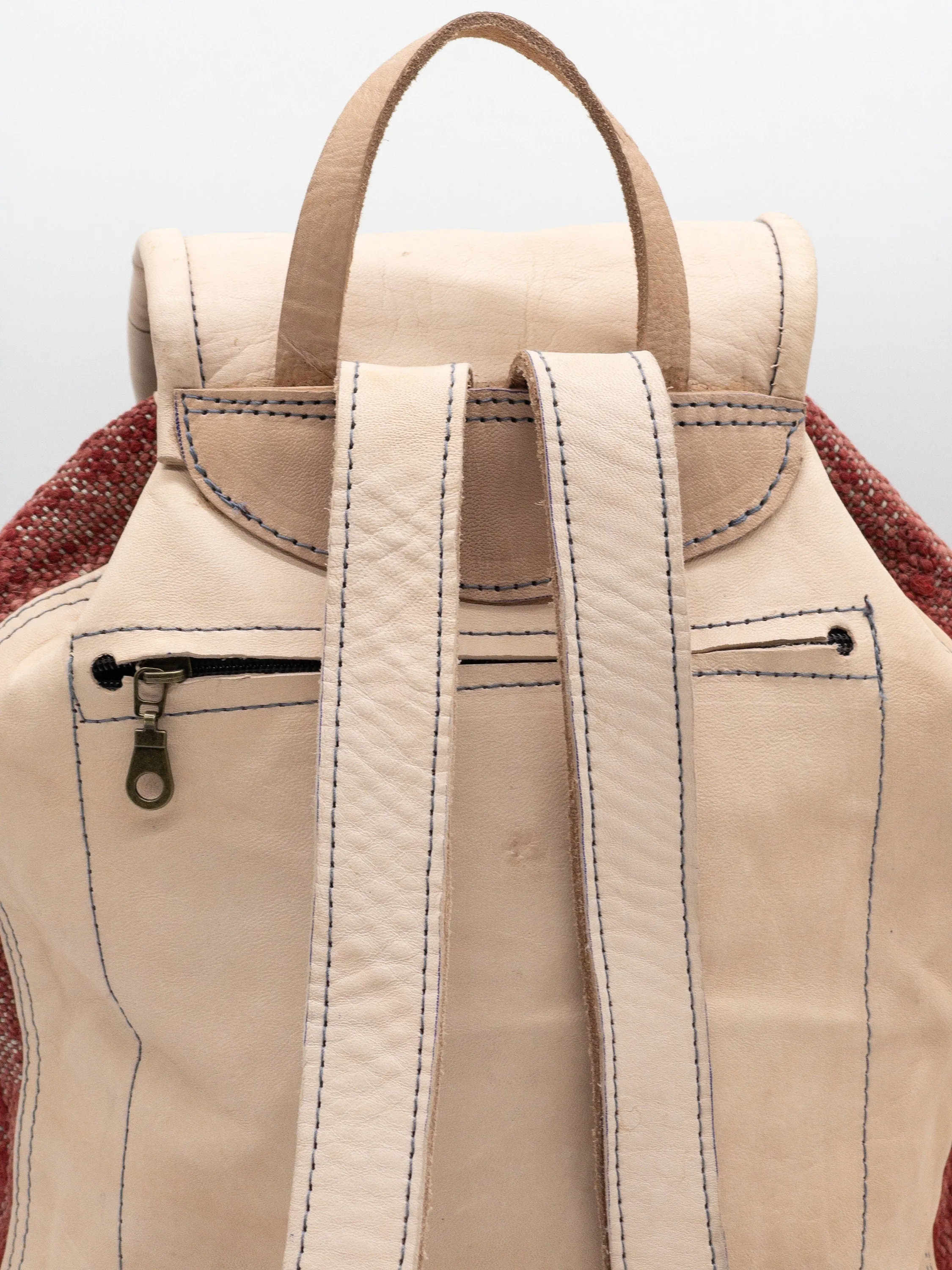 Moroccan Kilim Leather Backpack - Handmade Bohemian Rucksack