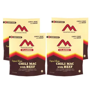 Mountain House Classic Chili Mac with Beef | Freeze Dried Backpacking & Camping Food | 4-Pack