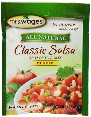 Mrs. Wages Medium Classic Salsa Seasoning Mix | Easy-To-Use | Quick Homemade Salsa | Medium Heat Flavor | 0.8 oz packet (Value Pack of 12)