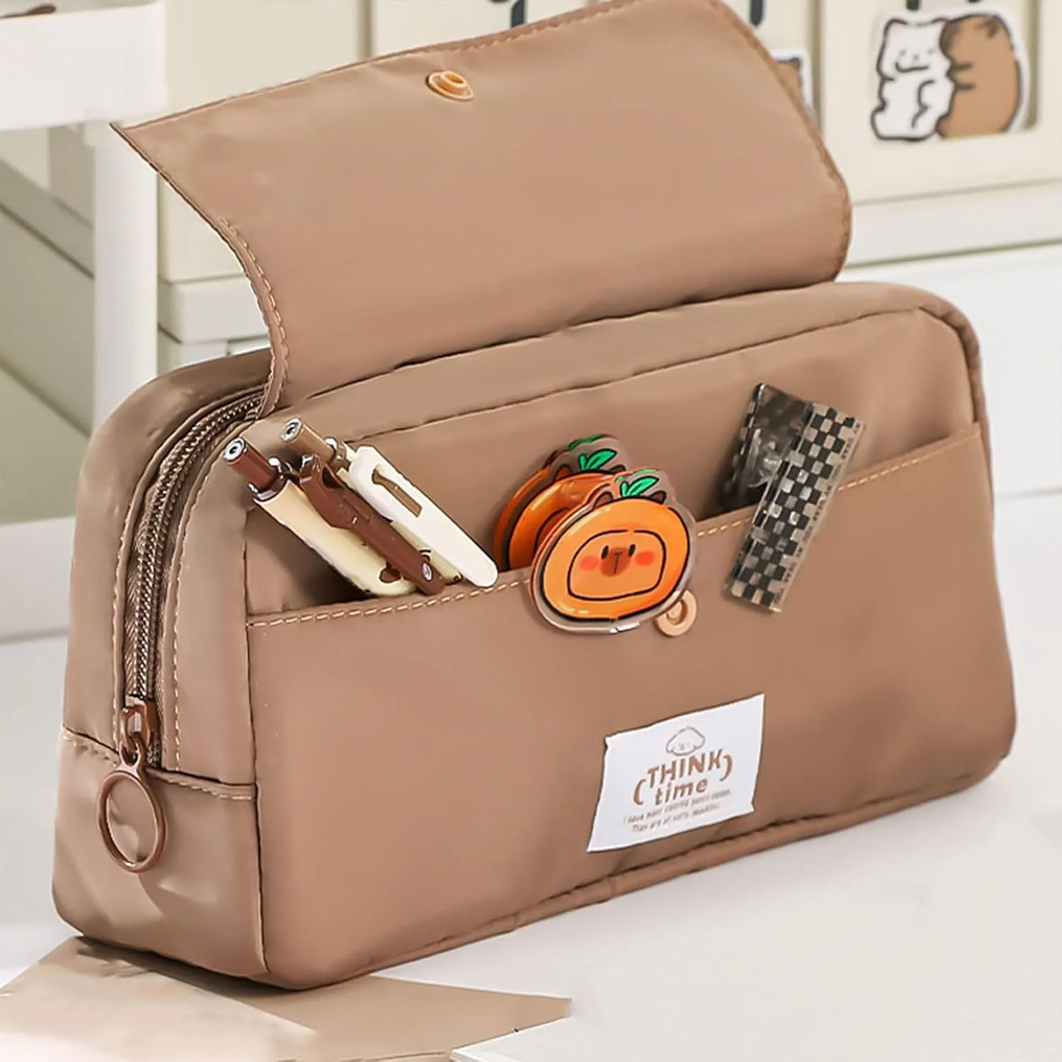 Multipurpose Pencil Pouches Sturdy Fabric with Elegant Designs Office Supplies Home Accessory for Professional, A