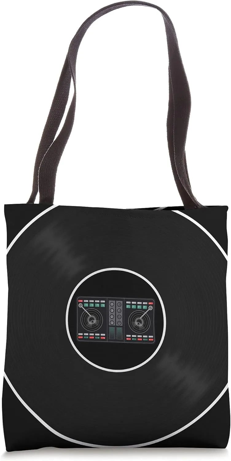 Music Box Vaporwave Syntwave DJ Phonograph Record Vinyl Tote Bag