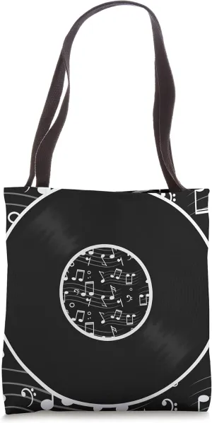 Musician DJ Music Notes LP Art Phonograph Record Vinyl Tote Bag