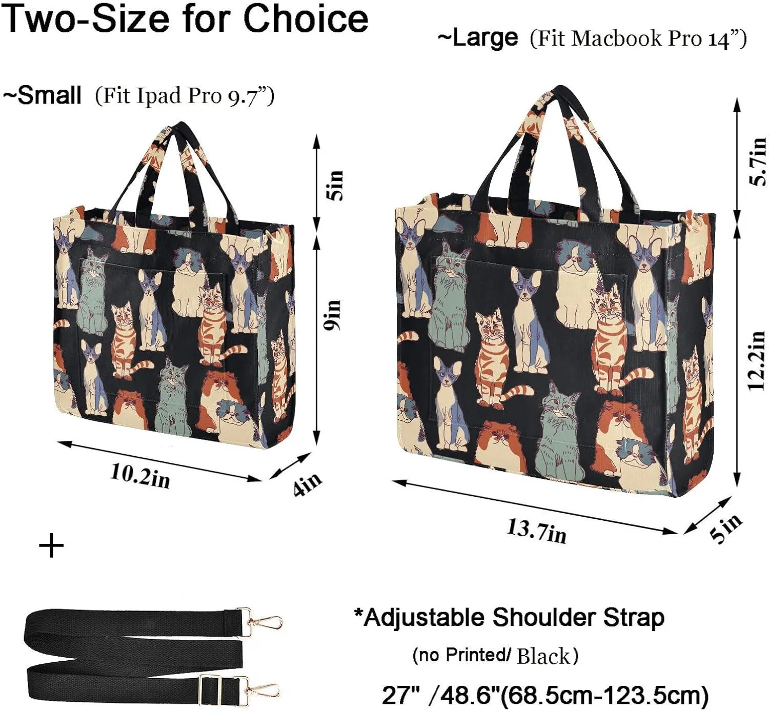 Naanle Chic Pattern Corduroy Satchel Tote Shoulder Bag for Women Weekender Travel Beach Shopping Gym