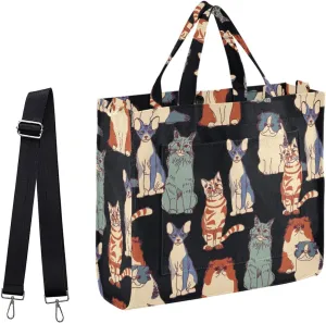 Naanle Chic Pattern Corduroy Satchel Tote Shoulder Bag for Women Weekender Travel Beach Shopping Gym