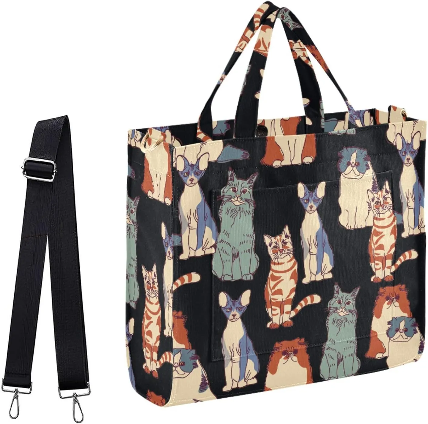 Naanle Chic Pattern Corduroy Satchel Tote Shoulder Bag for Women Weekender Travel Beach Shopping Gym