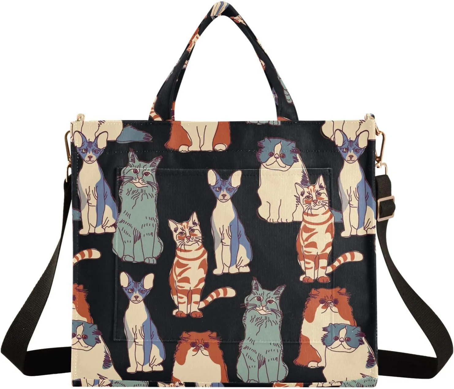 Naanle Chic Pattern Corduroy Satchel Tote Shoulder Bag for Women Weekender Travel Beach Shopping Gym