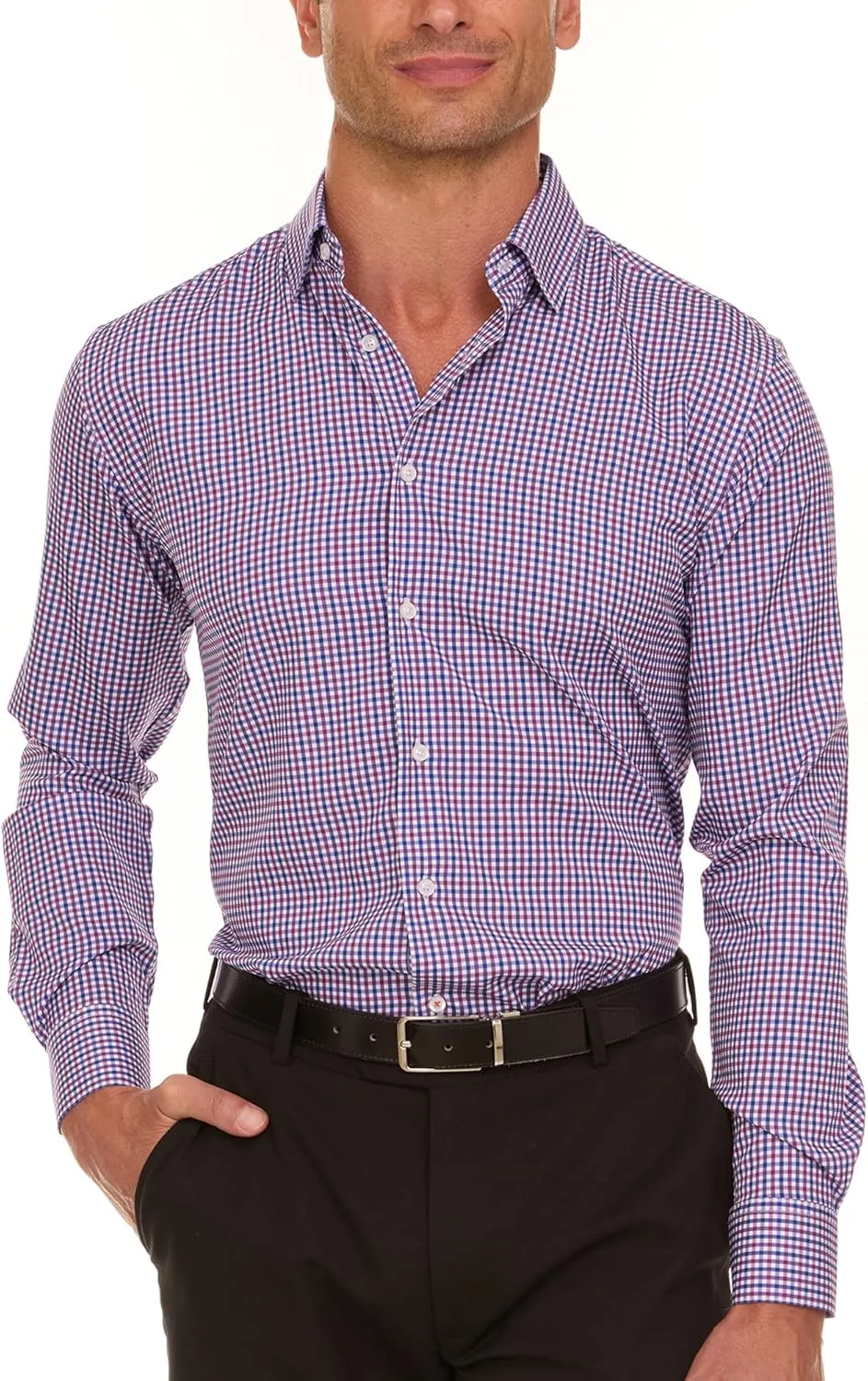 NAUTICA Slim Fit Mens Dress Shirts Long Sleeve Button Down Wrinkle Free Formal 4-Way Stretch