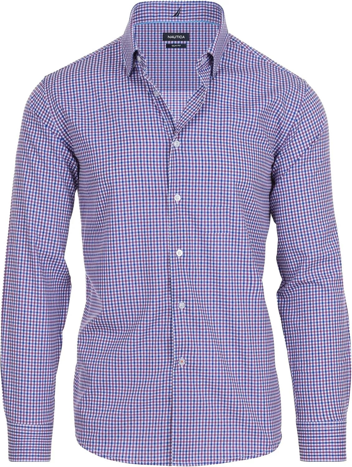 NAUTICA Slim Fit Mens Dress Shirts Long Sleeve Button Down Wrinkle Free Formal 4-Way Stretch