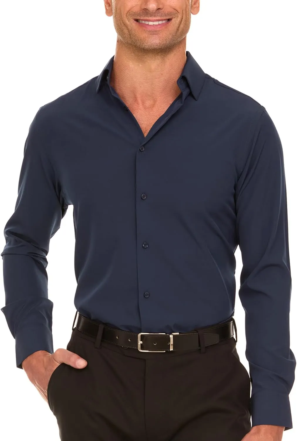 Nautica Slim Fit Mens Dress Shirts Long Sleeve Button Down Wrinkle Free Formal 4-Way Stretch