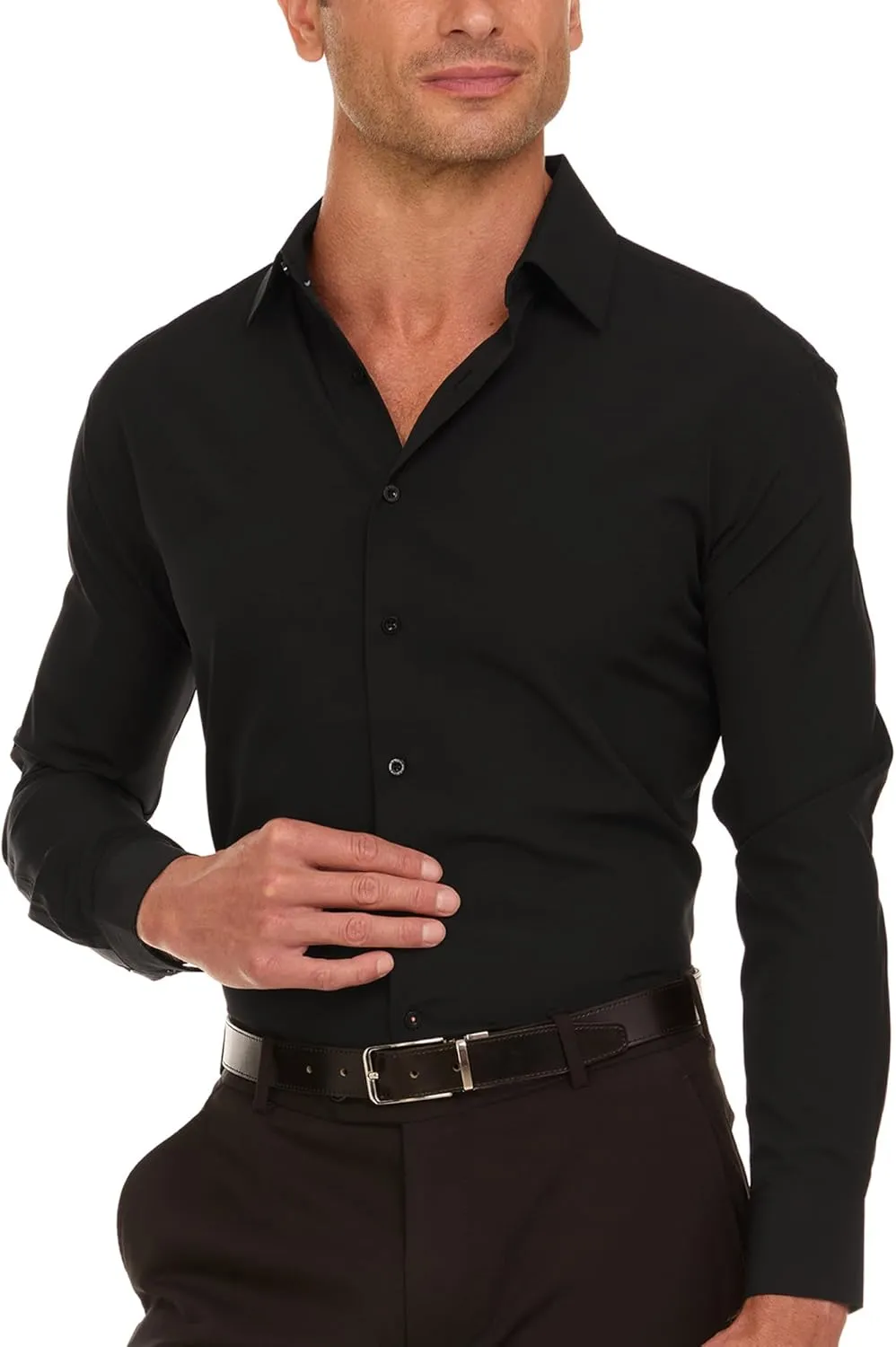 NAUTICA Slim Fit Mens Dress Shirts Long Sleeve Button Down Wrinkle Free Formal 4-Way Stretch