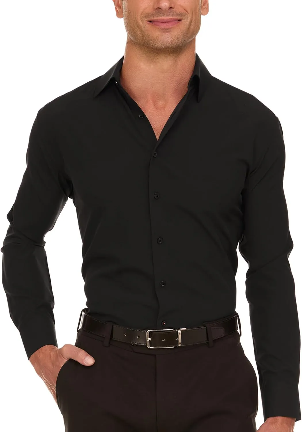 NAUTICA Slim Fit Mens Dress Shirts Long Sleeve Button Down Wrinkle Free Formal 4-Way Stretch