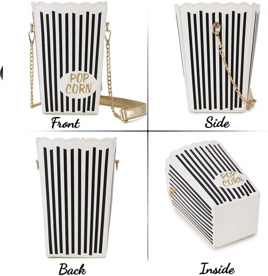 Novelty Fashion Women Crossbody Bag, Popcorn Box Style Clutch Bag for Girl Handbag Shoulder Bag Purse…