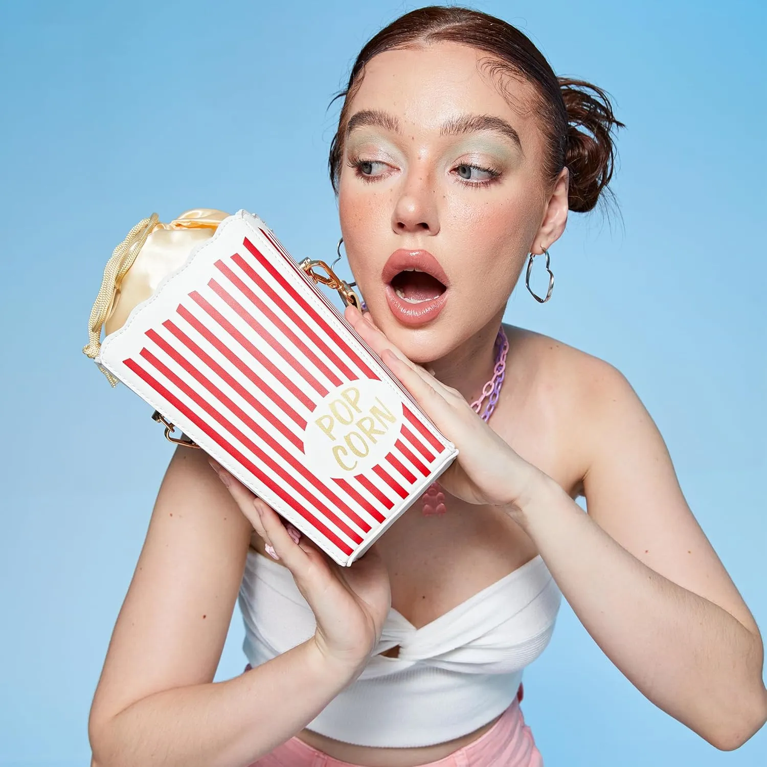 Novelty Fashion Women Crossbody Bag, Popcorn Box Style Clutch Bag for Girl Handbag Shoulder Bag Purse…