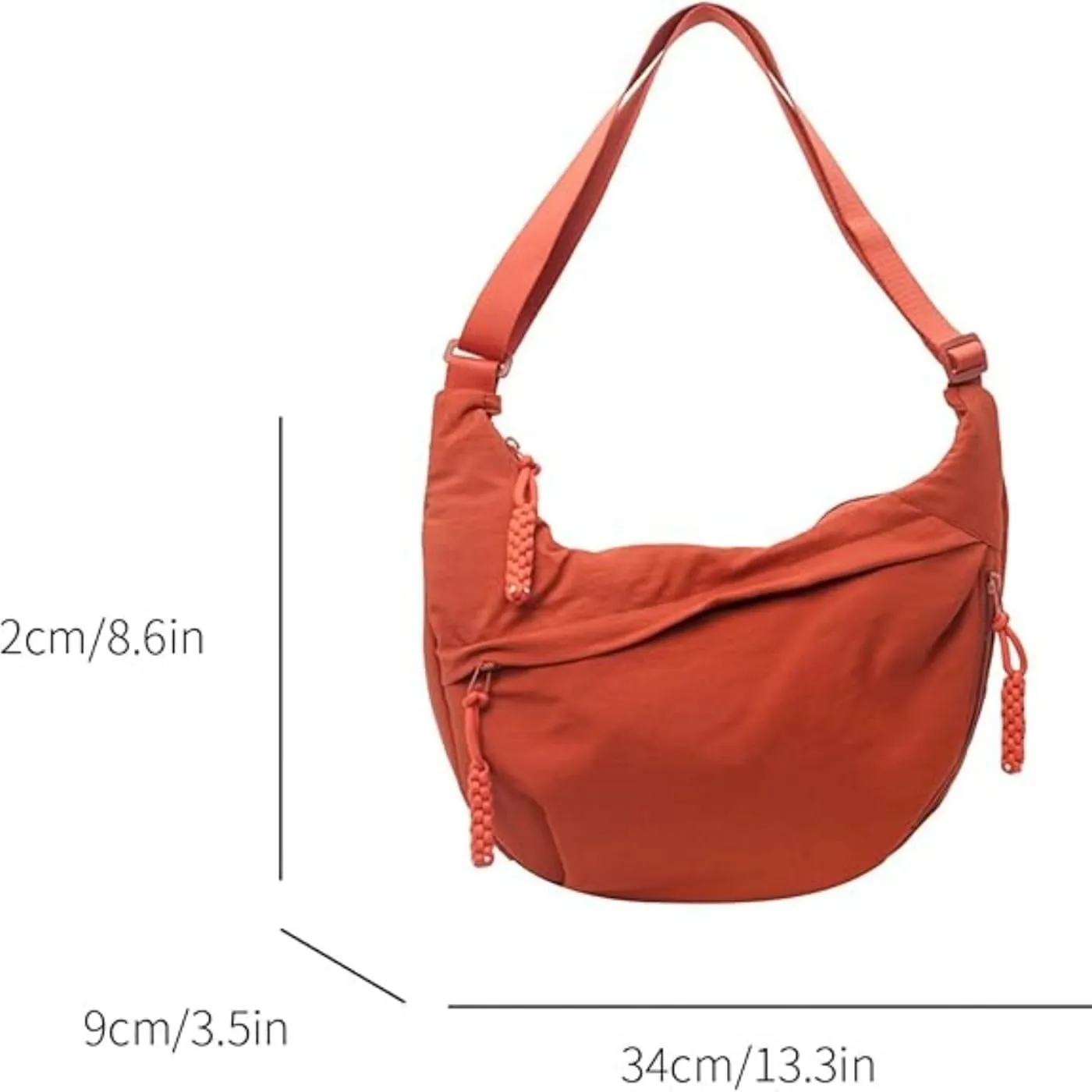 Nylon Crescent Crossbody Bag for Womens,Retro Canvas Bag,Trendy Casual Sling Bag Lightweight with Adjustable Strap
