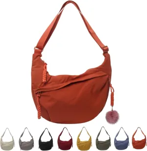 Nylon Crescent Crossbody Bag for Womens,Retro Canvas Bag,Trendy Casual Sling Bag Lightweight with Adjustable Strap