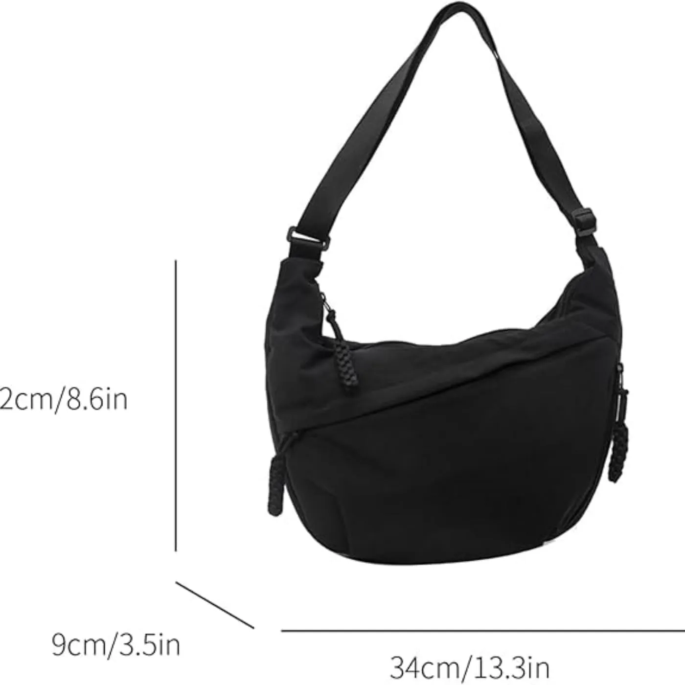 Nylon Crescent Crossbody Bag for Womens,Retro Canvas Bag,Trendy Casual Sling Bag Lightweight with Adjustable Strap