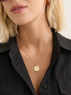 Ocean Coin Charm Matte 18K Gold Plated Necklace