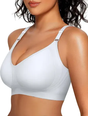 OEAK Womens Seamless Bras Comfortable Bra No Underwire Full Support Bralette Push Up Plus Size V Neck Sleeping Tshirt Bras