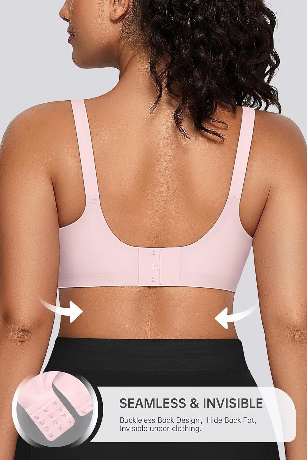 OEAK Womens Seamless Bras Comfortable Bra No Underwire Full Support Bralette Push Up Plus Size V Neck Sleeping Tshirt Bras
