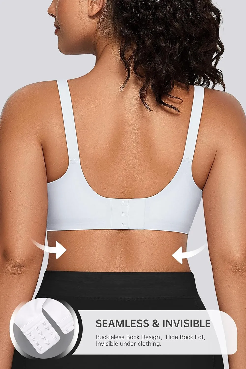 OEAK Womens Seamless Bras Comfortable Bra No Underwire Full Support Bralette Push Up Plus Size V Neck Sleeping Tshirt Bras