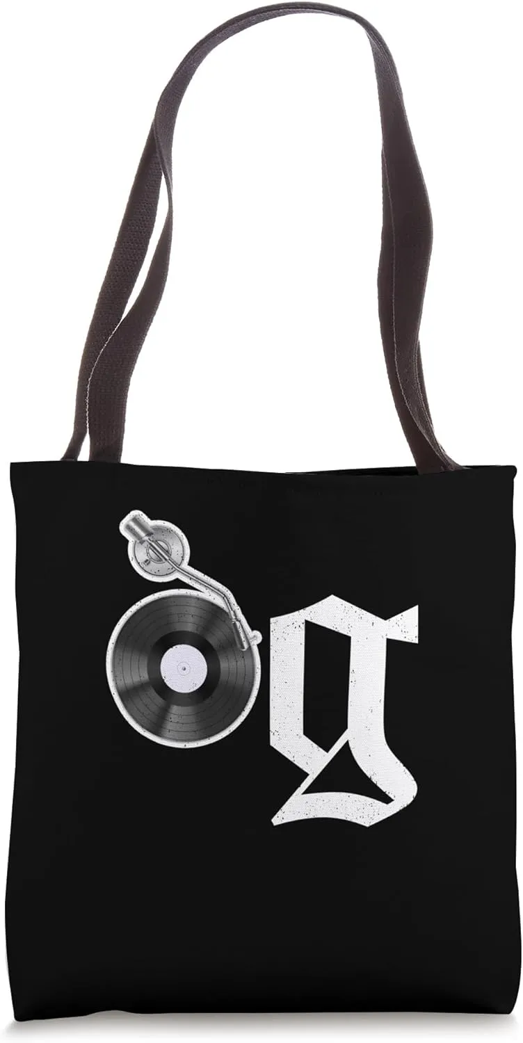 Old School OG Hip Hop Head Vinyl, CDs, Tapes 80s 90s Retro Tote Bag