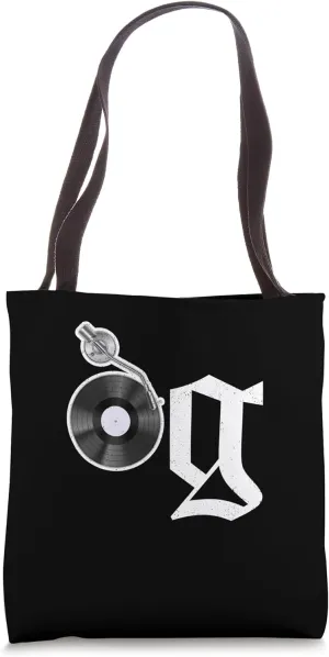 Old School OG Hip Hop Head Vinyl, CDs, Tapes 80s 90s Retro Tote Bag