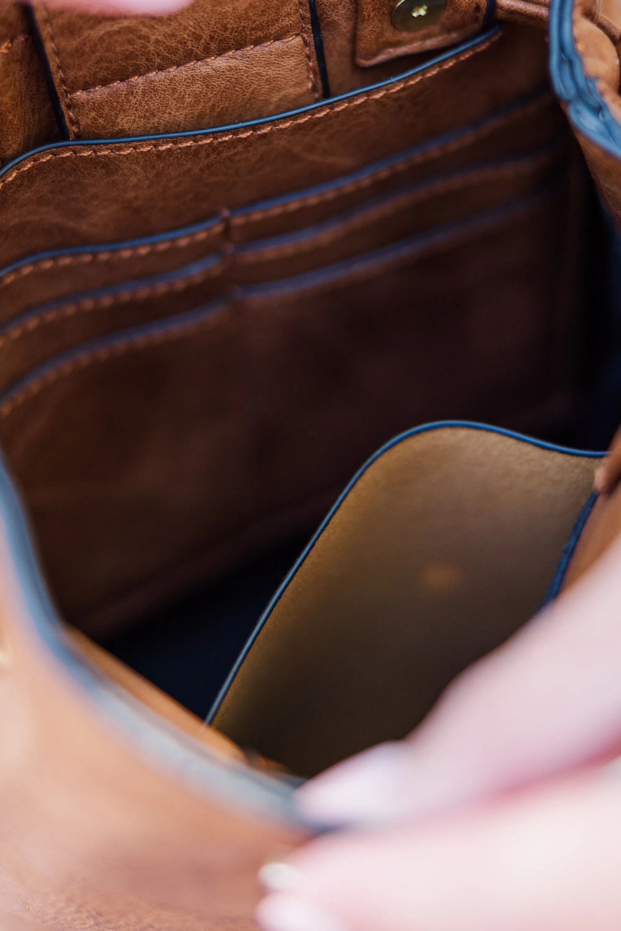 On The Go Brown Bucket Bag