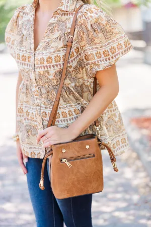 On The Go Brown Bucket Bag