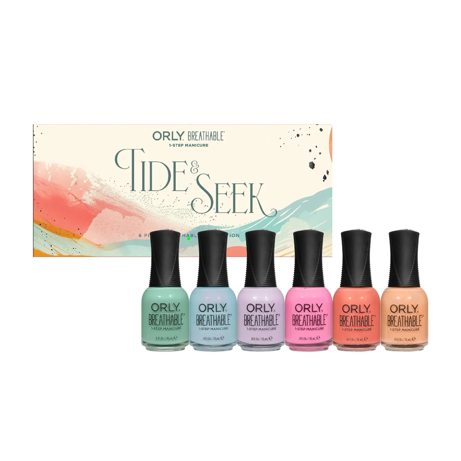 Orly Breathable Nail Polish Collection 'Tide & Seek' | Creme & Jelly 'Crelly' Shades for Spring and Summer (No Coral-ation, 0.6 fl oz)