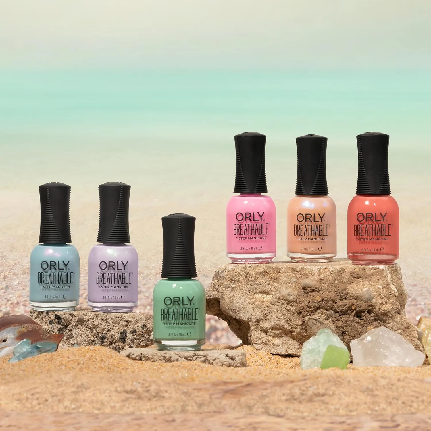 Orly Breathable Nail Polish Collection 'Tide & Seek' | Creme & Jelly 'Crelly' Shades for Spring and Summer (No Coral-ation, 0.6 fl oz)