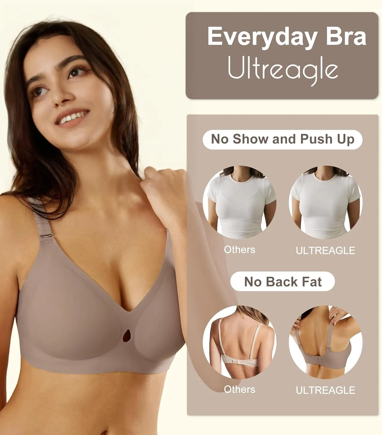 Padded Bras for Women - Wireless Bras with Support and Lift Padded Bralette Water Drop Bra