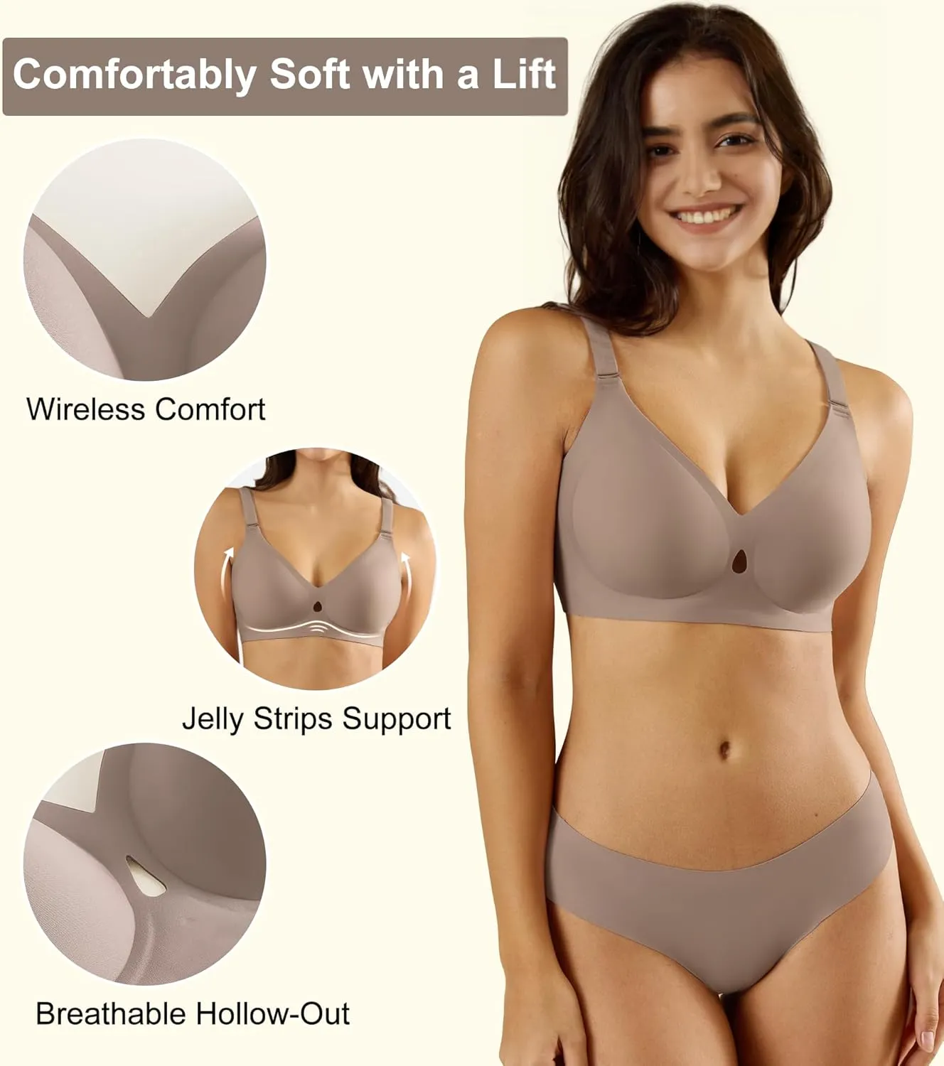 Padded Bras for Women - Wireless Bras with Support and Lift Padded Bralette Water Drop Bra