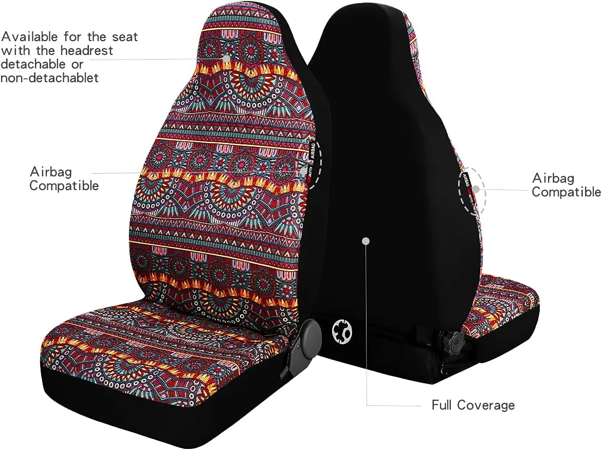 P&J Durable Blanket Car Seat Cover Magic Boho Bucket Universal Fit for Cars SUVs Trucks Vans