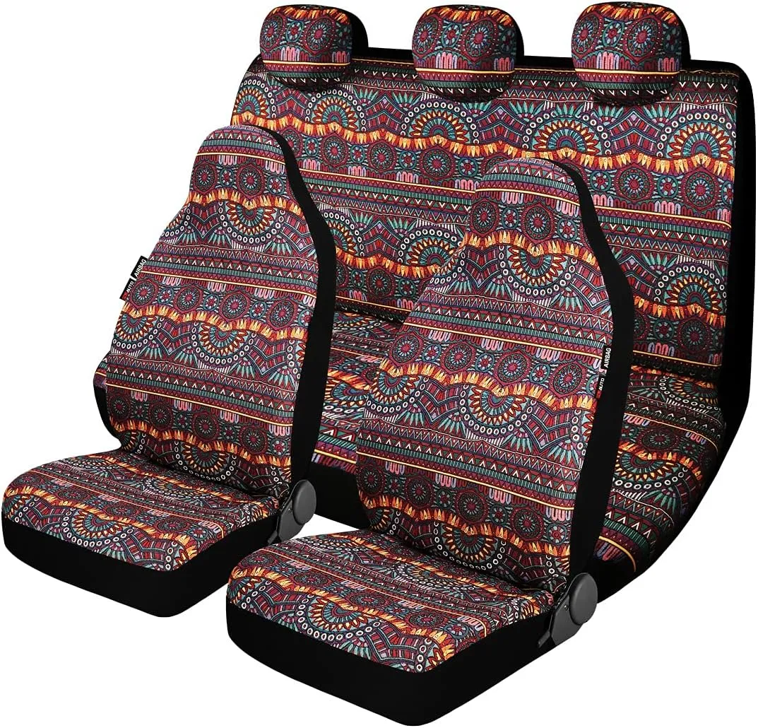 P&J Durable Blanket Car Seat Cover Magic Boho Bucket Universal Fit for Cars SUVs Trucks Vans