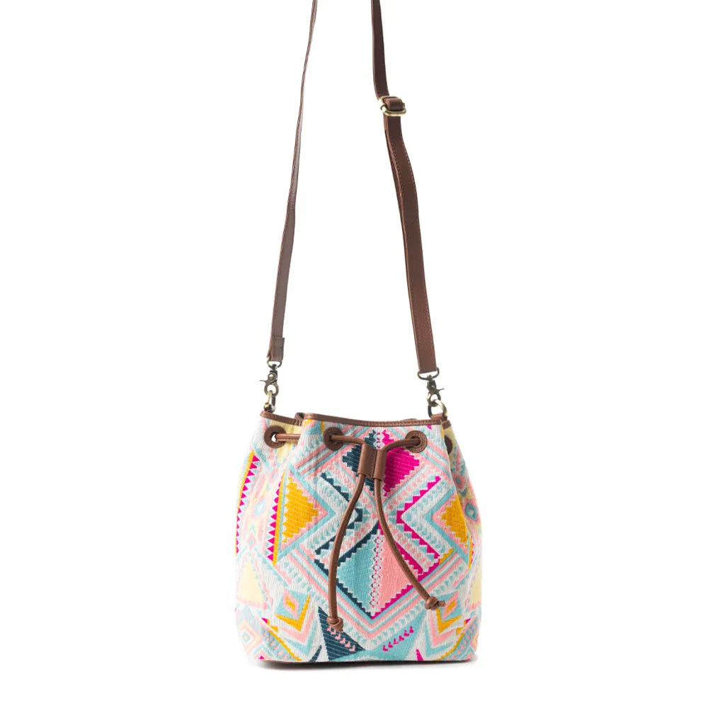 Pastel Desert Sunrise Bucket Bag In Pink
