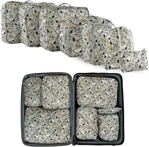 Peanuts Snoopy Beauty 7 Piece Soft Storage Organization Packing Cubes Travel Set (Officially Licensed Product) By Franco Collectibles
