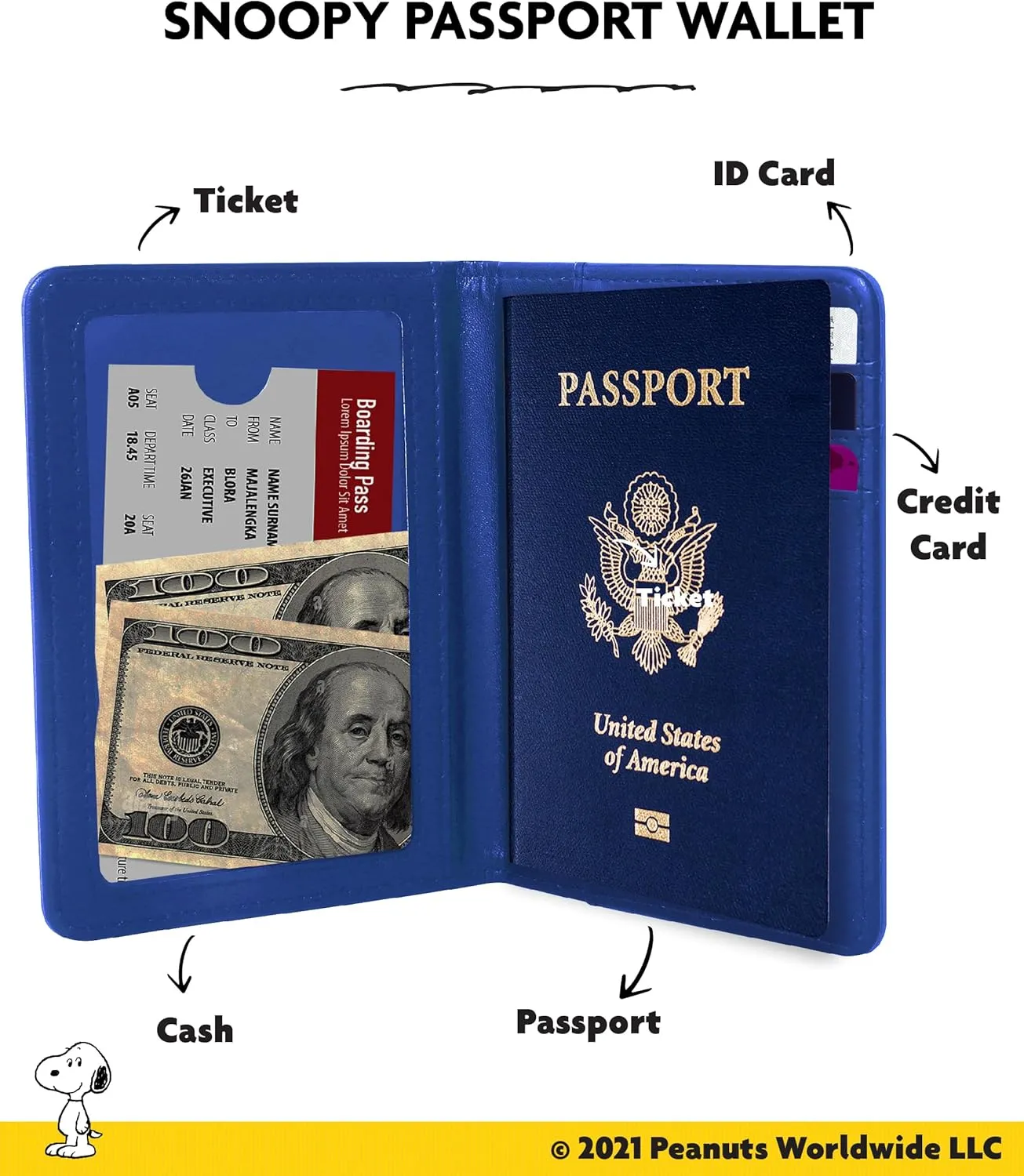 Peanuts Snoopy Passport Cover Official License, Cute Passport Holder for Travel With Woodstock, Snoopy Gifts