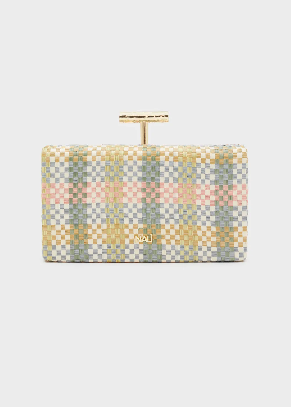 PERLA CLUTCH W/ BRAIDED RAFFIA