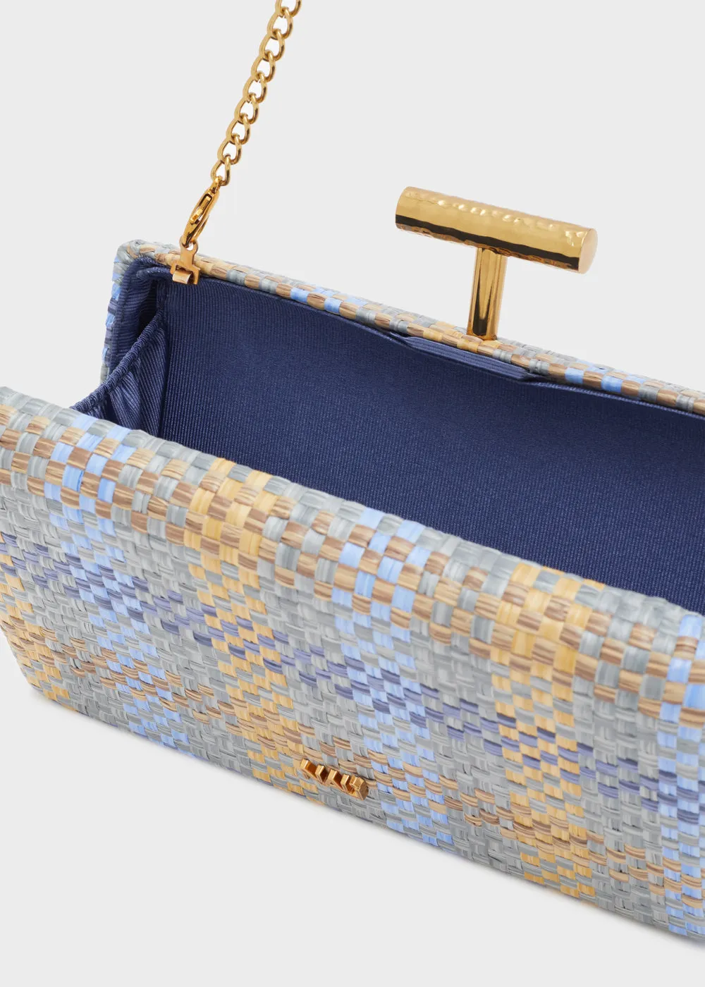 PERLA CLUTCH W/ BRAIDED RAFFIA