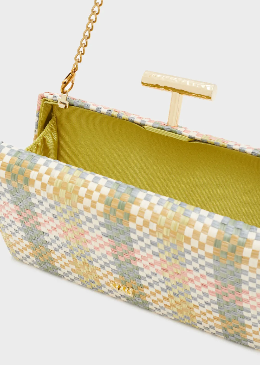PERLA CLUTCH W/ BRAIDED RAFFIA