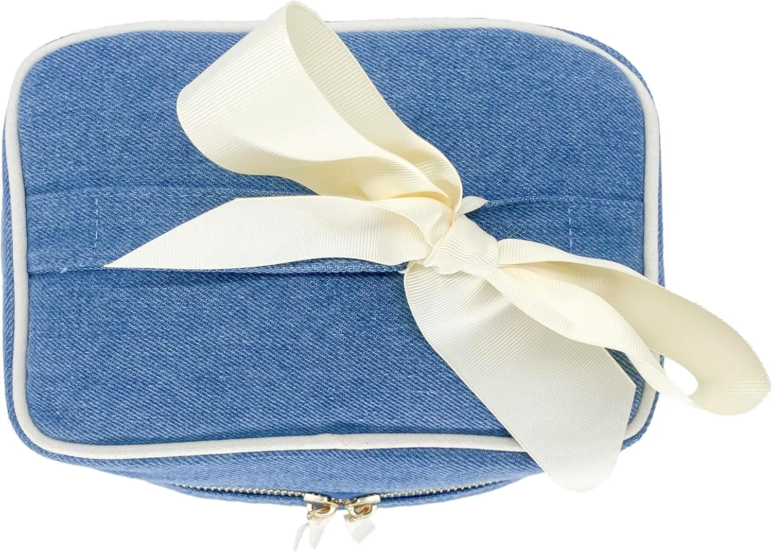 Personalized Makeup Bag for Women | Cosmetic Bag Organizer for Girls with Monogramming | Makeup Pouch for Traveling | Toiletry Bags for Women | Make Up Travel Pouches | Denim