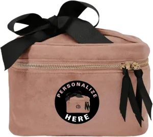 Personalized Makeup Bag for Women | Cosmetic Bag Organizer for Girls with Monogramming | Makeup Pouch for Traveling | Toiletry Bags for Women | Make Up Travel Pouches | Pink Velvet