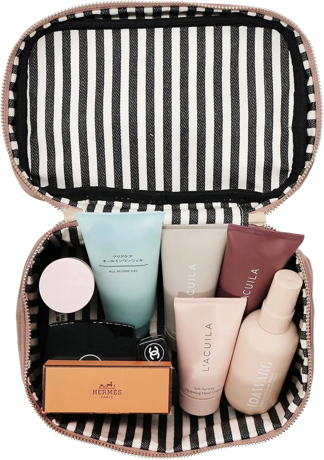 Personalized Makeup Bag for Women | Cosmetic Bag Organizer for Girls with Monogramming | Makeup Pouch for Traveling | Toiletry Bags for Women | Make Up Travel Pouches | Pink Velvet