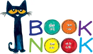 Pete The Cat Book Nook Decal - Reading Corner Wall Sticker | Groovy Vinyl Decals for Library, Nursery, Kindergarten Classroom, Kid’s Bedroom Décor – Multicolored Kitten Quote 40”x23”