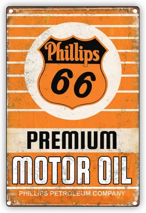 Phillips 66 Premium Motor Oil Phillips Petroleum Company Retro Vintage Aluminum Metal Sign 8x12