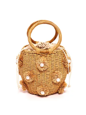 Pinfect Straw Bucket Bag