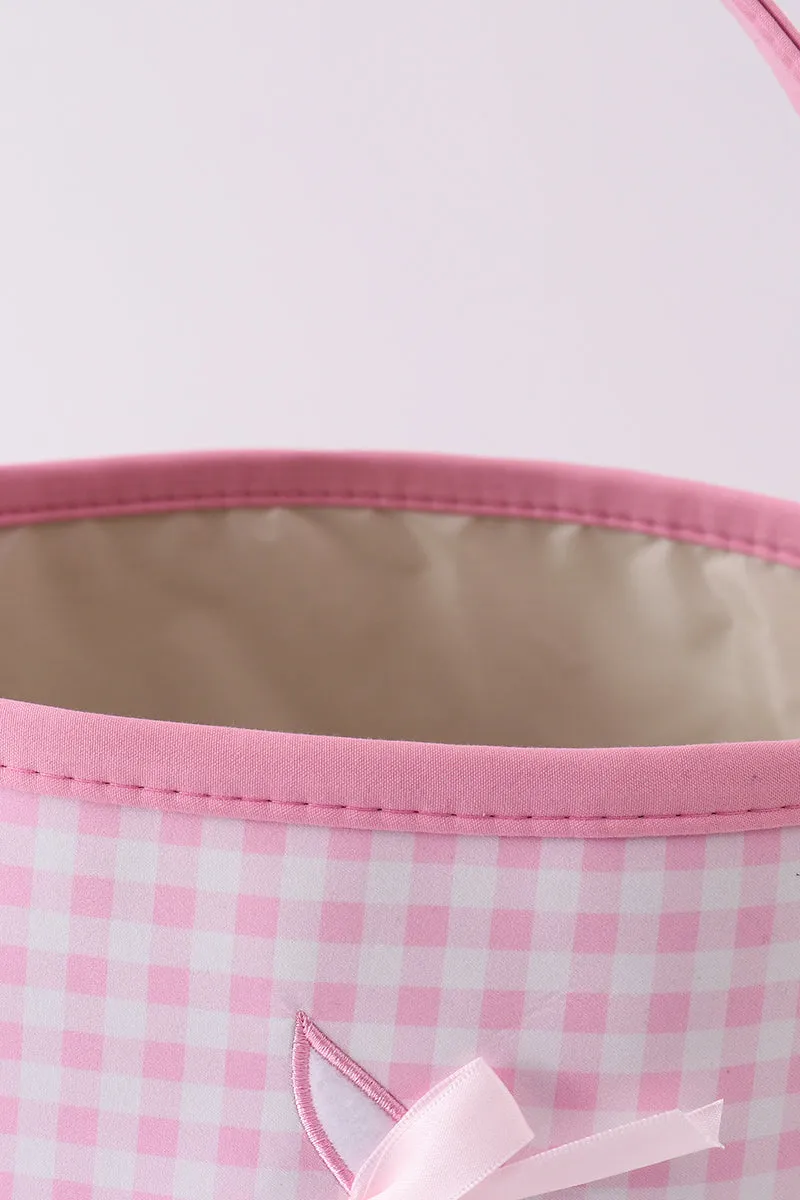Pink easter bunny applique bucket