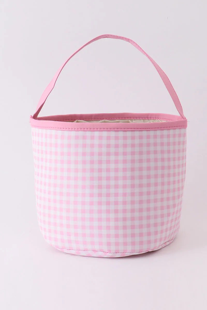 Pink easter bunny applique bucket